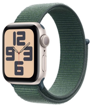 Часы Apple Watch SE 2, 40 мм ремешок Sport Loop (сияющая звезда/зеленый)